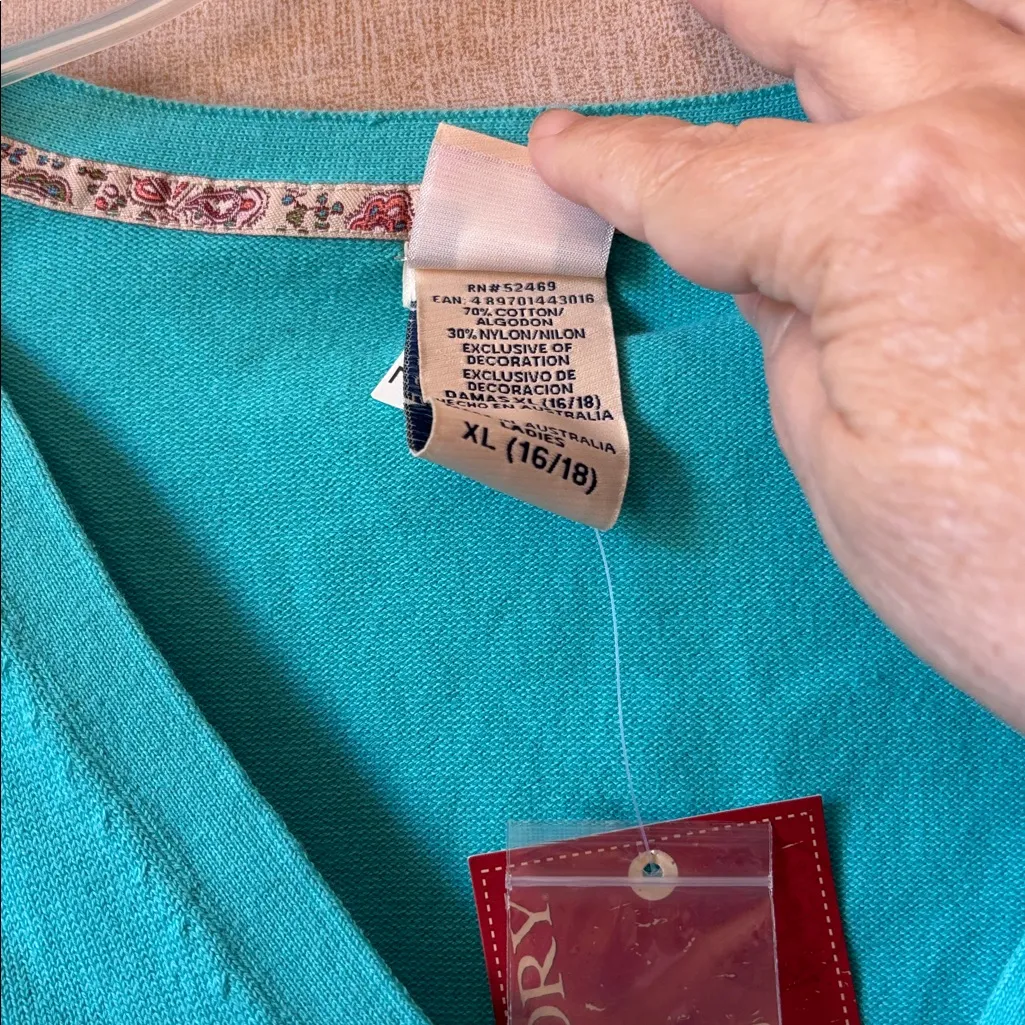 Faded Glory turquoise Cardigan Sweater xl NWT - Image 5