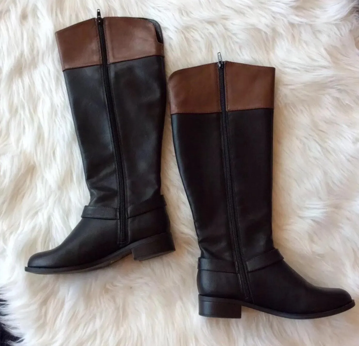 Boots Womens 7.5 New In Box Black Tan Zip Up - Image 4