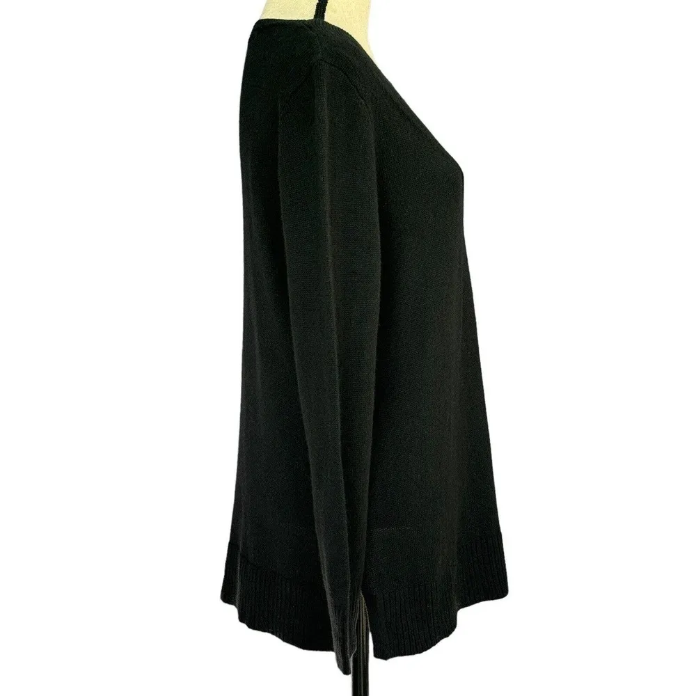 Karen Scott Medium Sweater Crossover V-Neck Long Sleeve Stretch Pullover Black - Image 2