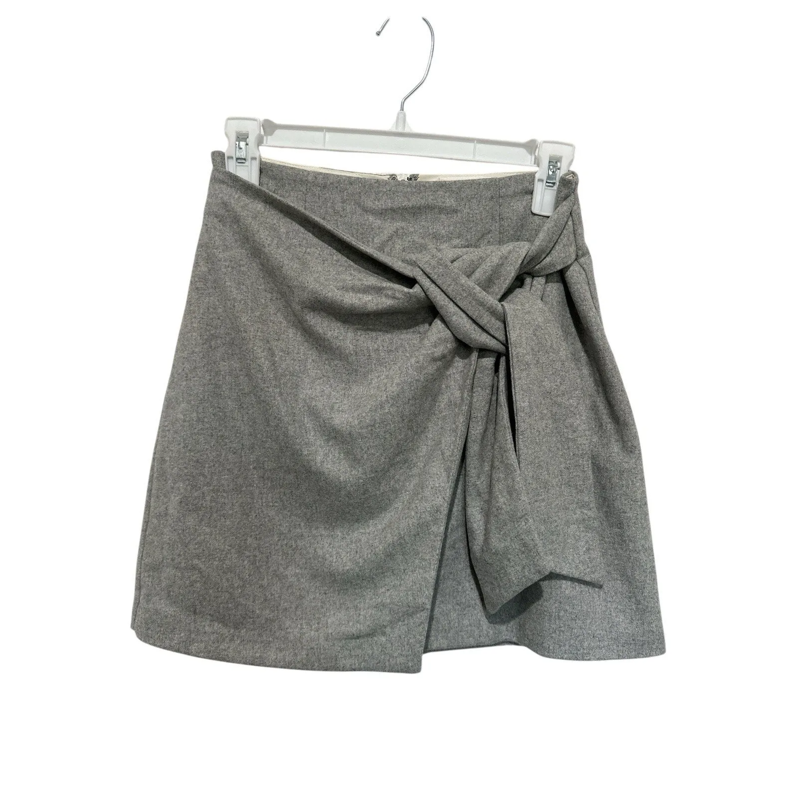 Aritzia Wilfred Front Tie Wool Cashmere Blend Skirt Light Grey Size 2 Gray - Image 3