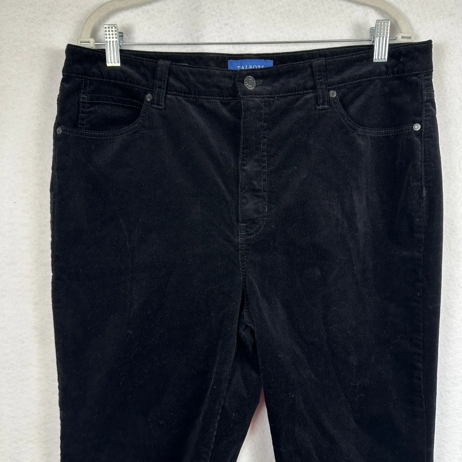 Talbots Women's Black Corduroy Pants High Waist Straight Leg‎ Size 14 Classic - Image 3