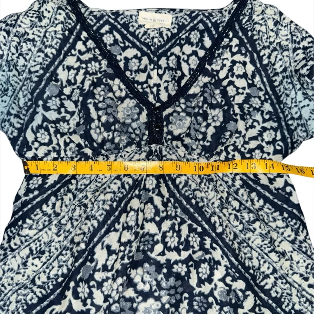 Denim & Supply Ralph Lauren Bandana Floral Printed Blouse Babydoll Top Sz Small - Image 8