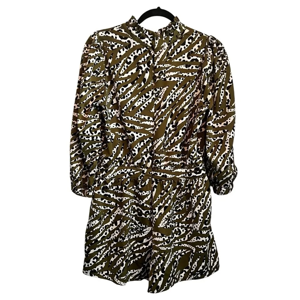 THML Animal Print Polka Dot Striped High Neck Ruffle Romper Size Medium - Image 3