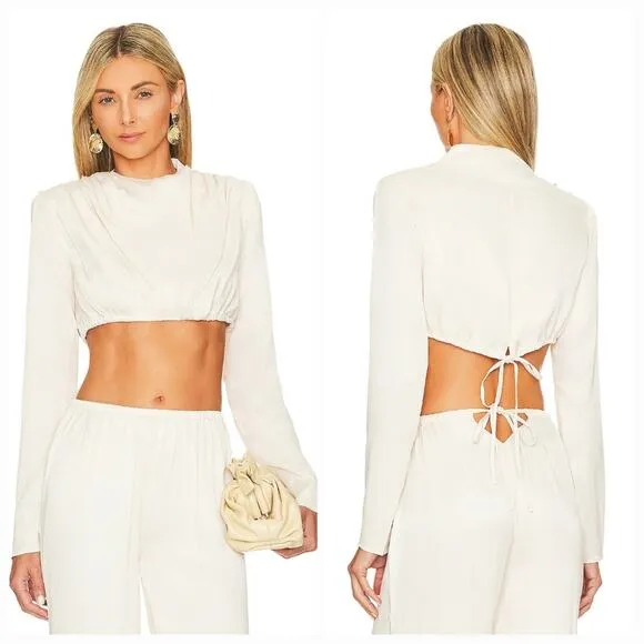 Camila Coelho Chelsie Crop Top in Sand Large - Image 3