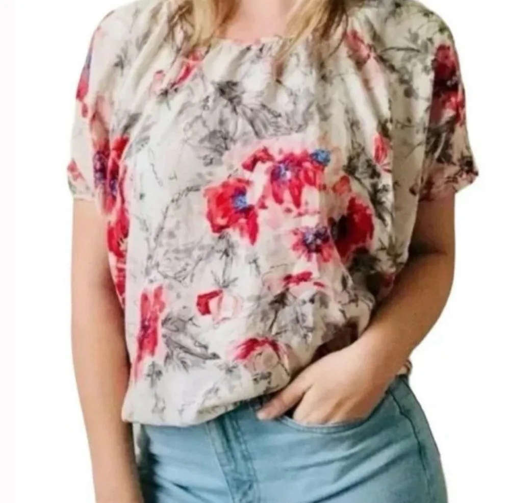 Cabi Women’s Gypsy Floral Dolman Sleeve Silk Blouse Style # 399 Size Small - Image 2