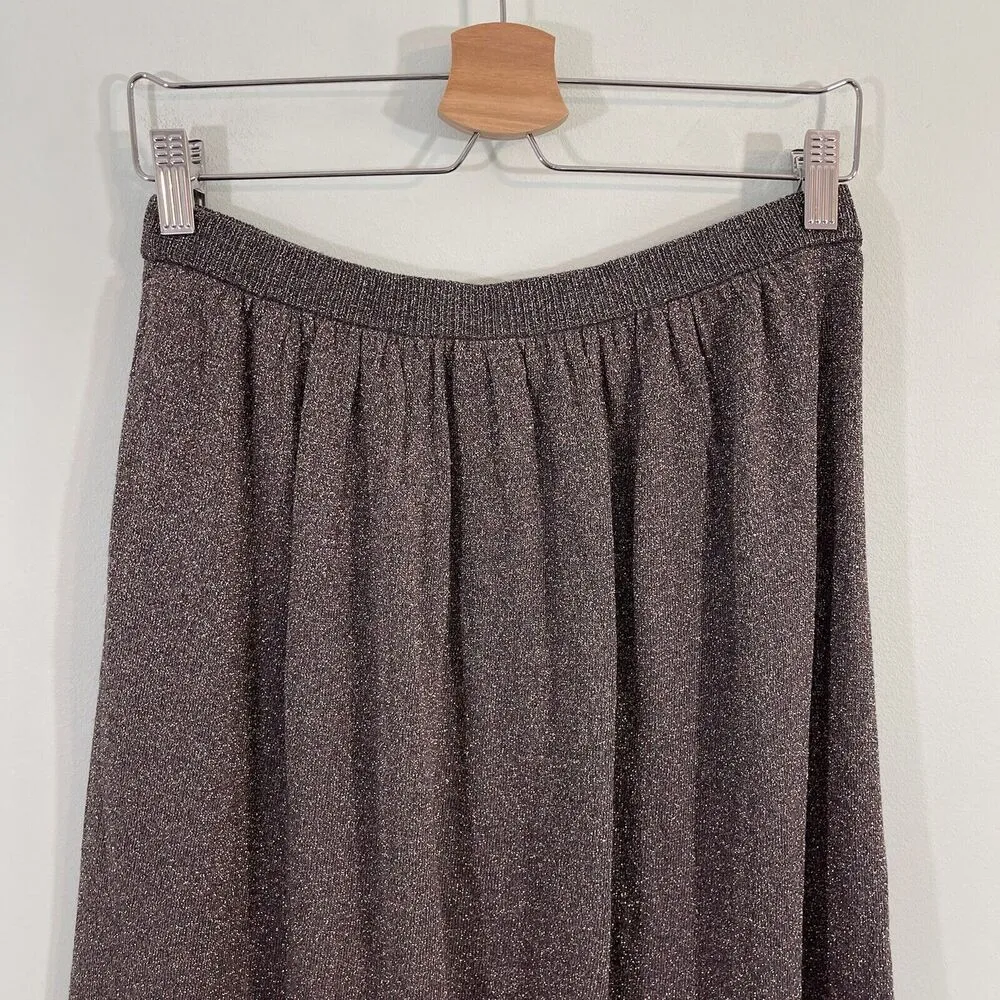 Rebecca Taylor Women's Grey Glitter Pleated Straight Midi Skirt Size S NWOT - Image 5