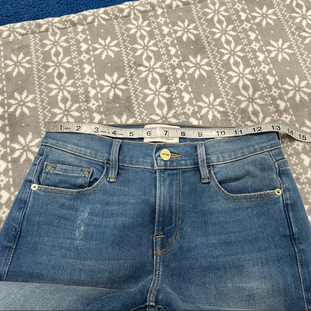 Frame‎ Le Skinny De Jeanne Crop Jeans Distressed In Stanwell Wash Size 25 - Image 8
