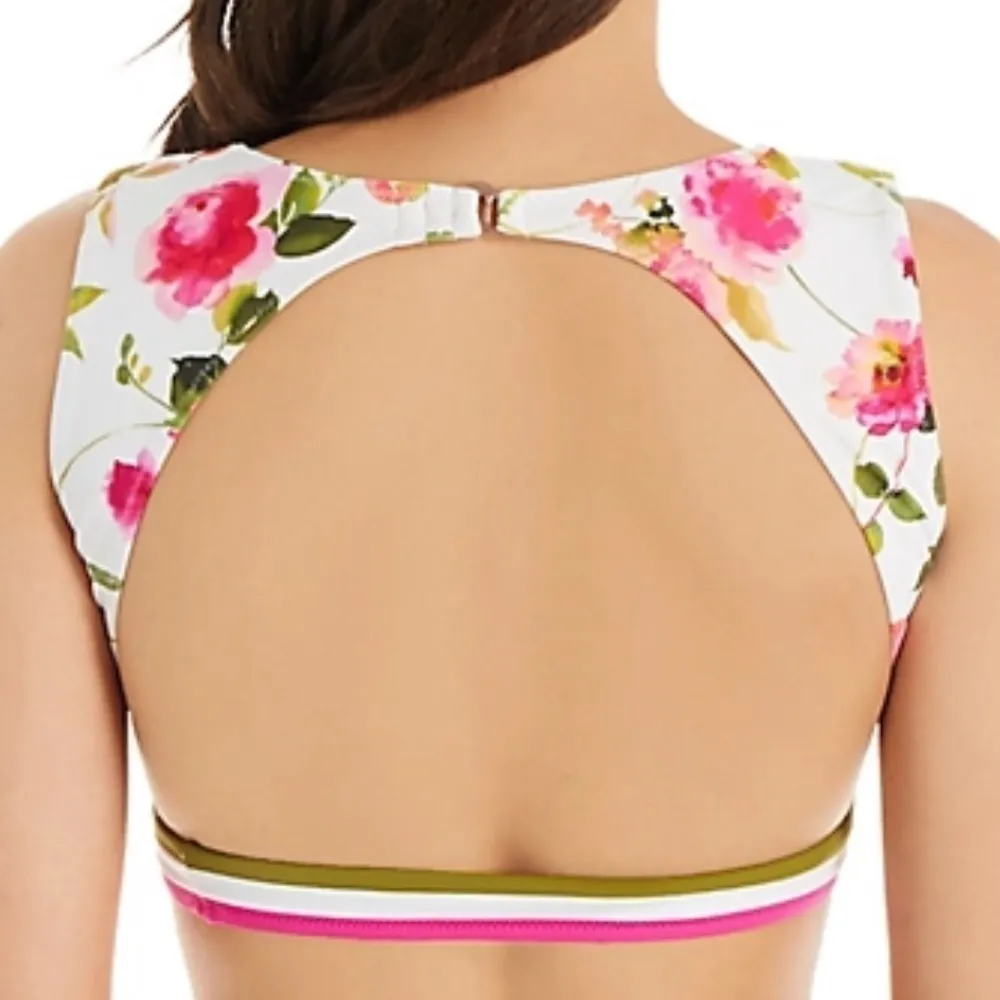 Nanette Lepore Plunge Halter Swim Bikini Top Floral “Silk Blossoms” Women’s 4 - Image 3