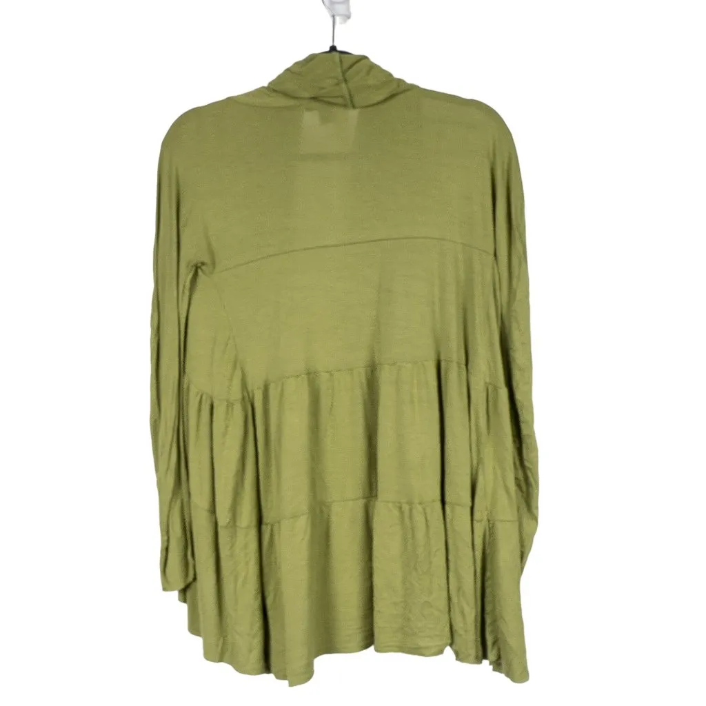 Cha Cha Vente Cardigan Sweater M Womens Green Waterfall Rayon Stretch Open - Image 6