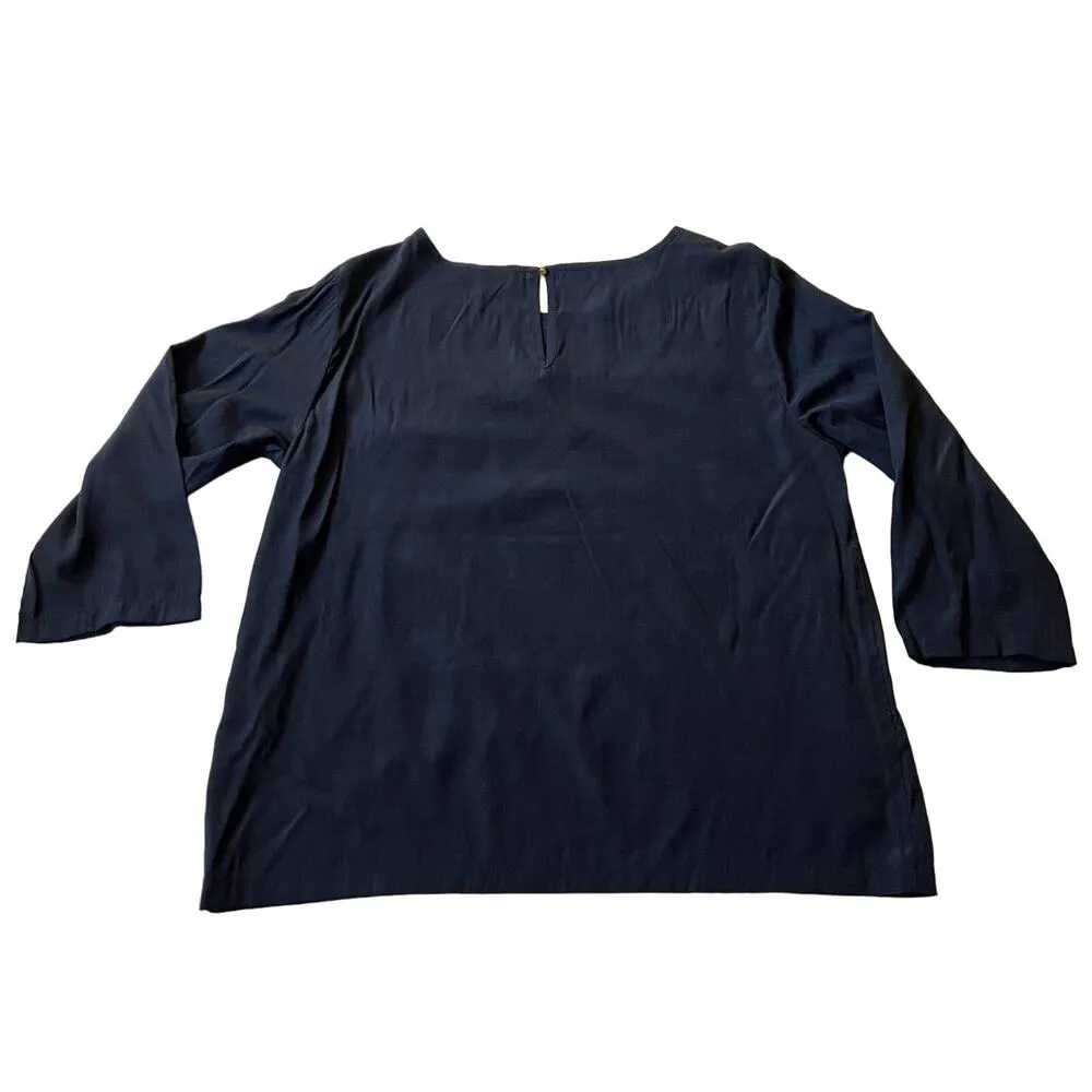 Dalia Collection 3/4 Sleeve Woven Blouse Size L Lightweight Sheen Career Office - Image 2