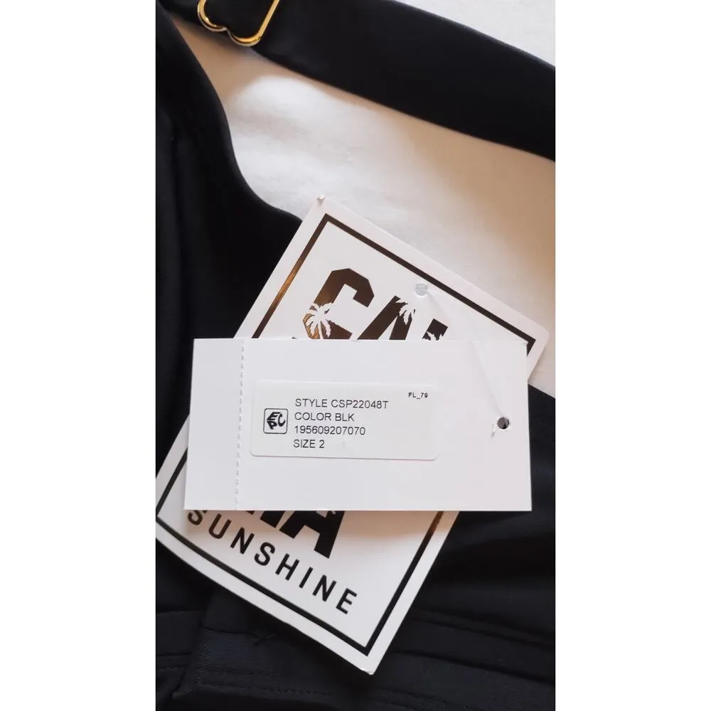 NWT California Sunshine Black twist- front molded cup bikini top size 2 - Image 8