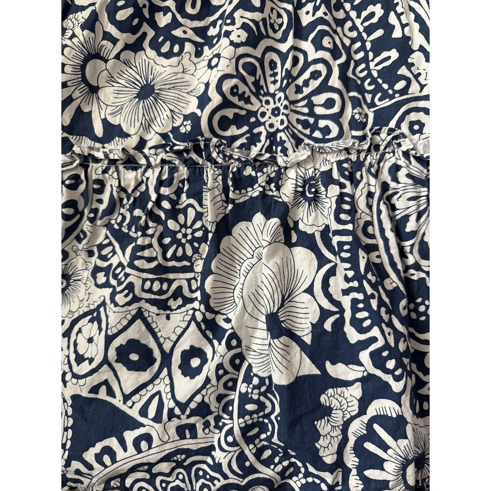 Tuckernuck Hycanith House Thea Tiered Mini Poplin‎ Dress Navy White Size Large - Image 10