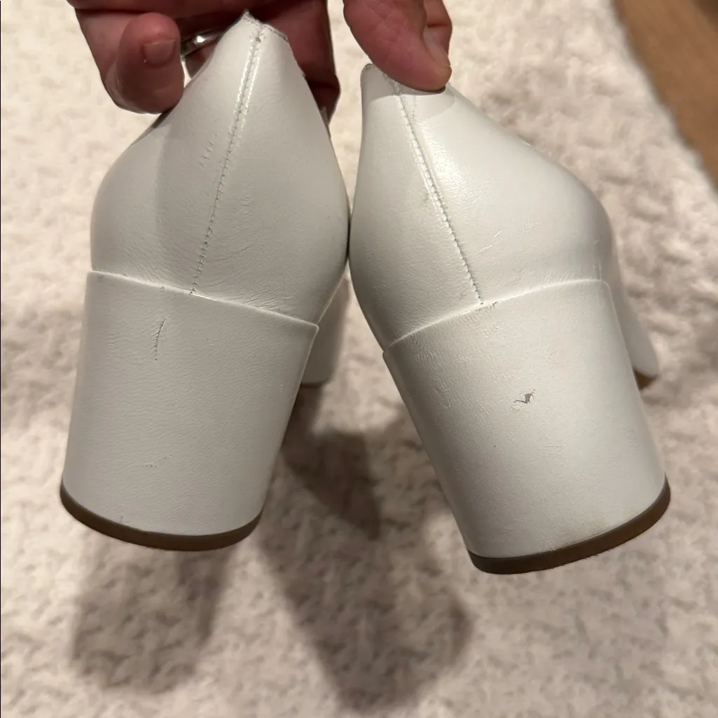 CHLOE WOMENS Scalloped Lauren Heels White Leather Pumps 41 Size 10 - Image 8