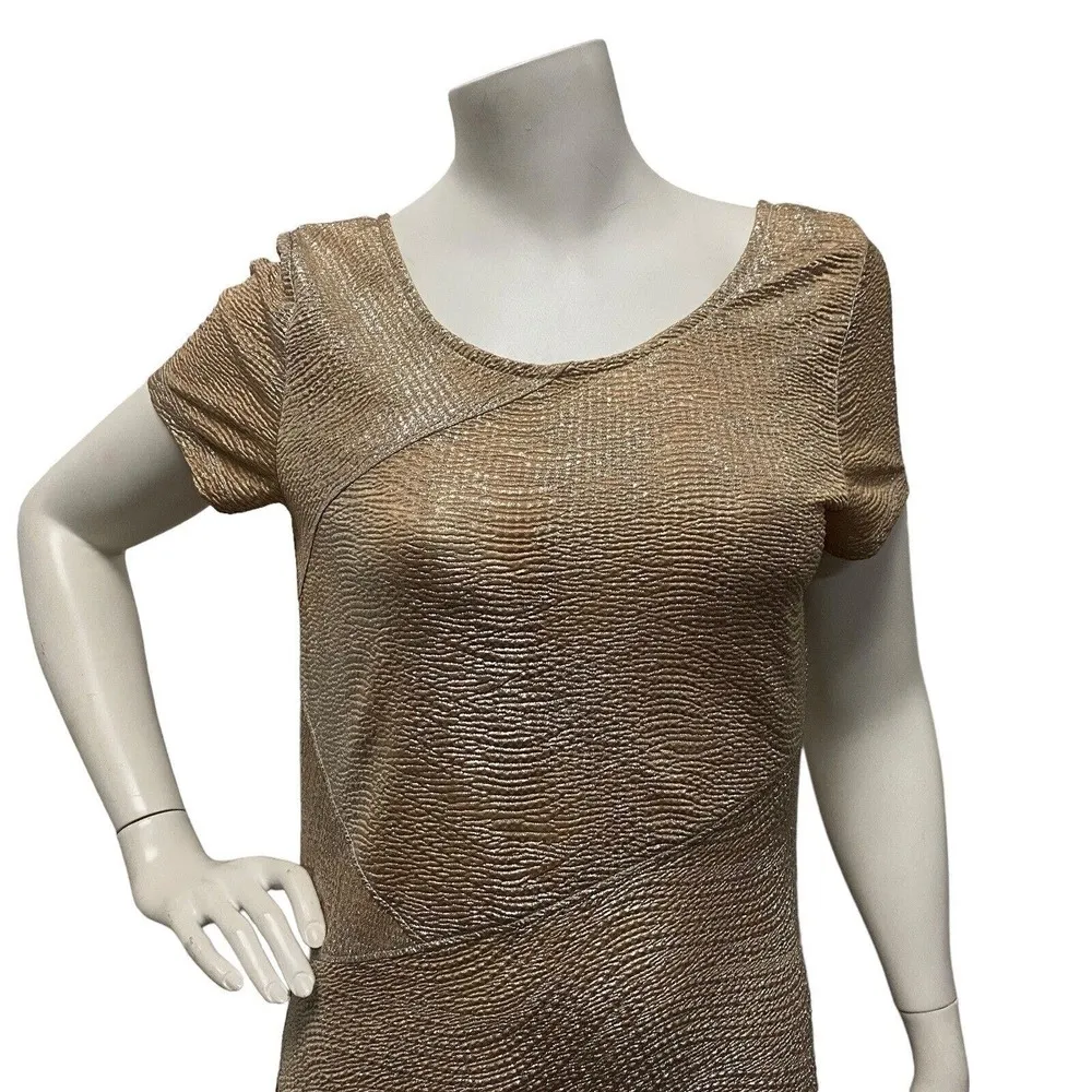 Free People Champagne Gold/Silver Metallic Party Clubwear Mini Dress Size Medium - Image 2