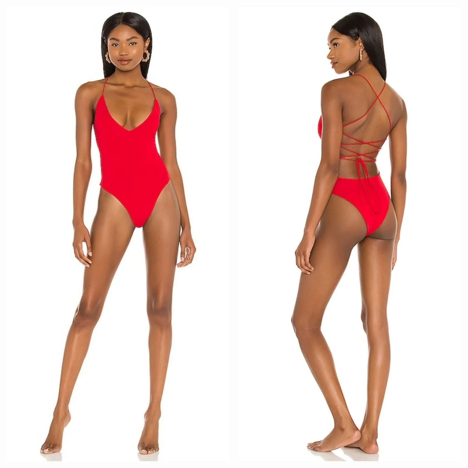 Superdown Rose One Piece in Red Small - Image 2