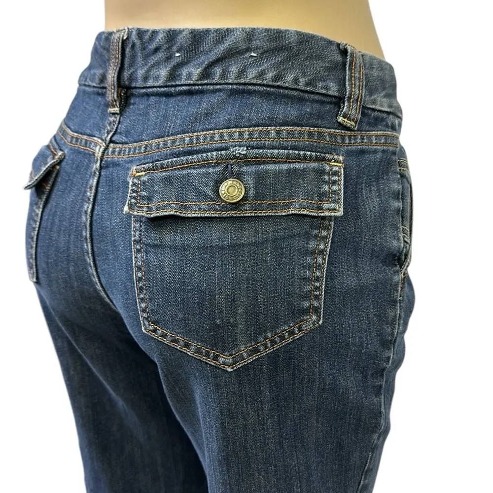 Gap Denim Bermuda Mid Rise 5 Pocket Stretch Med Wash Blue Jean Shorts Womens 12 - Image 2