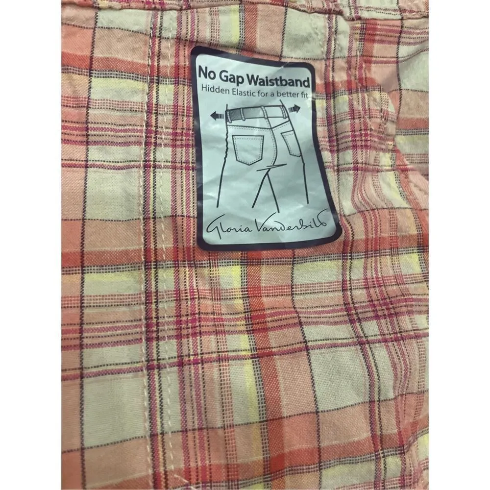 Gloria Vanderbilt Plaid Bermuda Shorts 12 Stretch New - Image 4