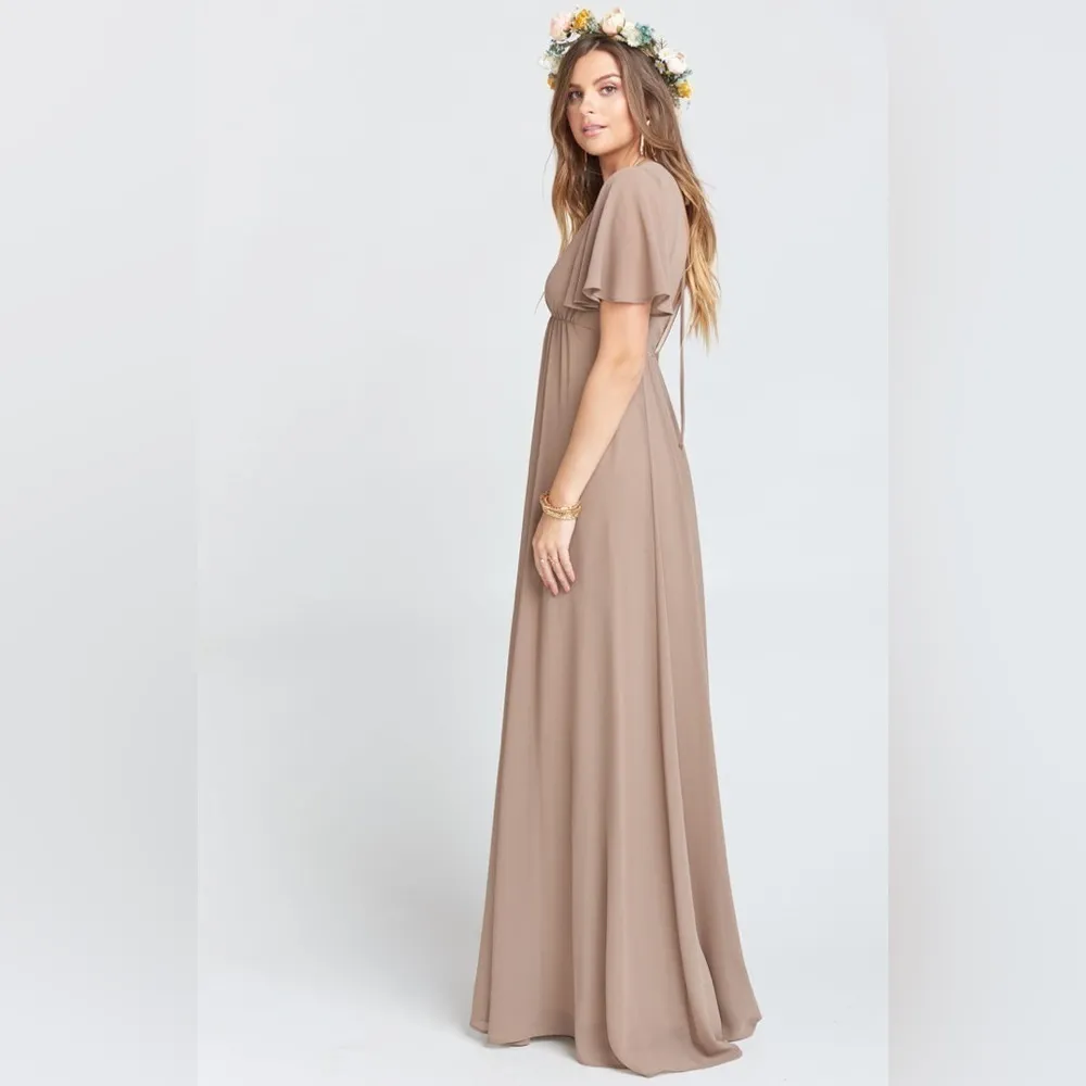 SHOW ME YOUR MUMU Faye Flutter Maxi Dress In Dune Chiffon - Image 3