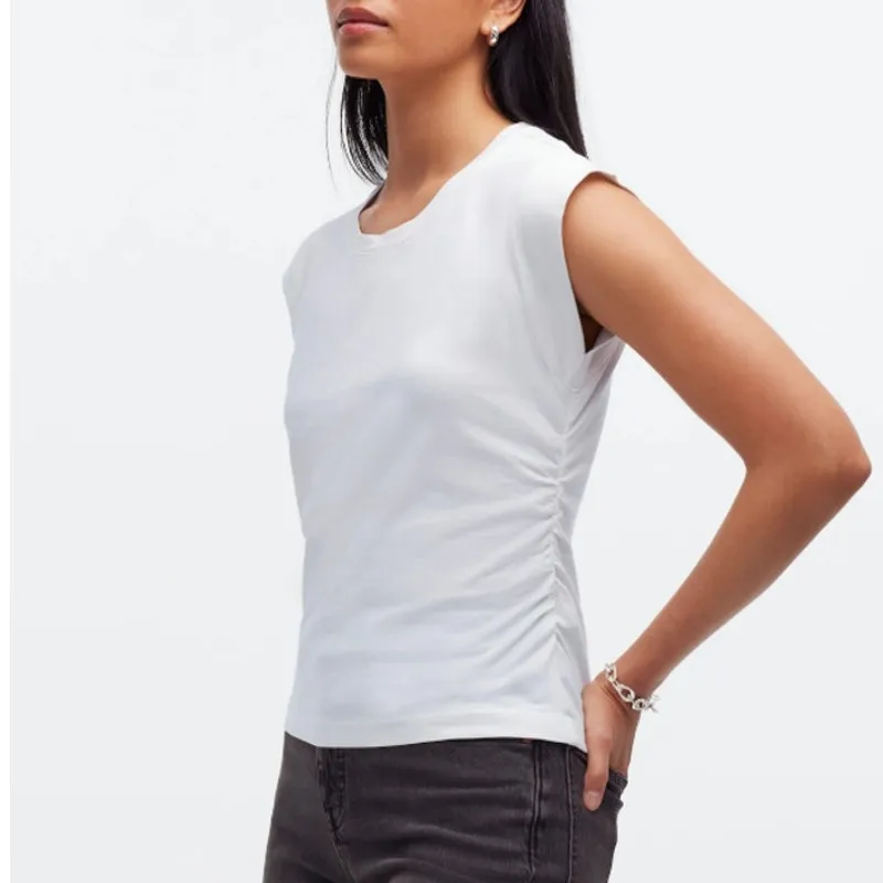 NWT Madewell Sz S Sutro Structured Muscle Tank White Cotton Tencel Elevated - Image 2