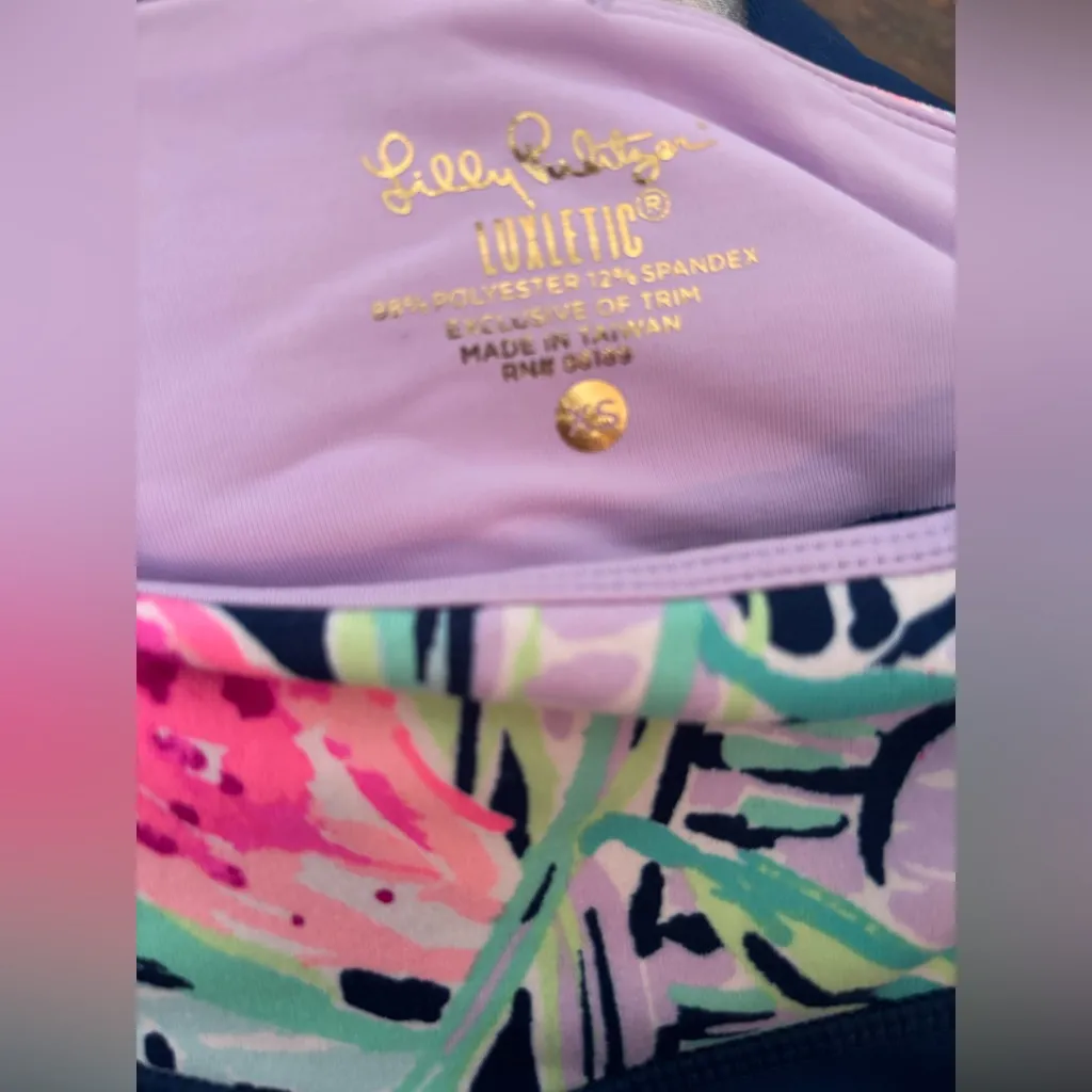 Lilly Pulitzer Luxletic Athletix Leggings with Pink Floral Waistband Size XS - Image 3
