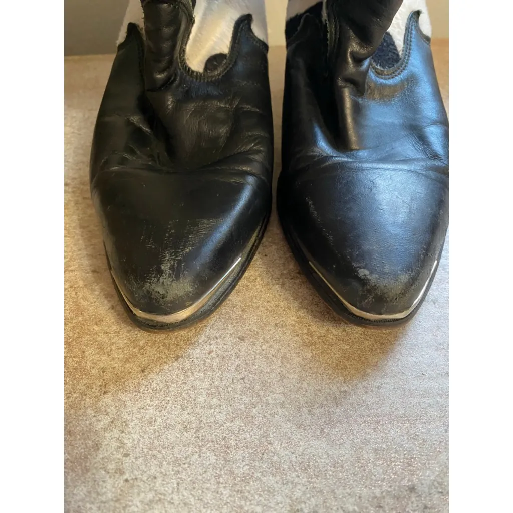 Vintage Cowhide Code West Boots Leather Pony Hair 6.5M Western Cowgirl RARE - Image 7