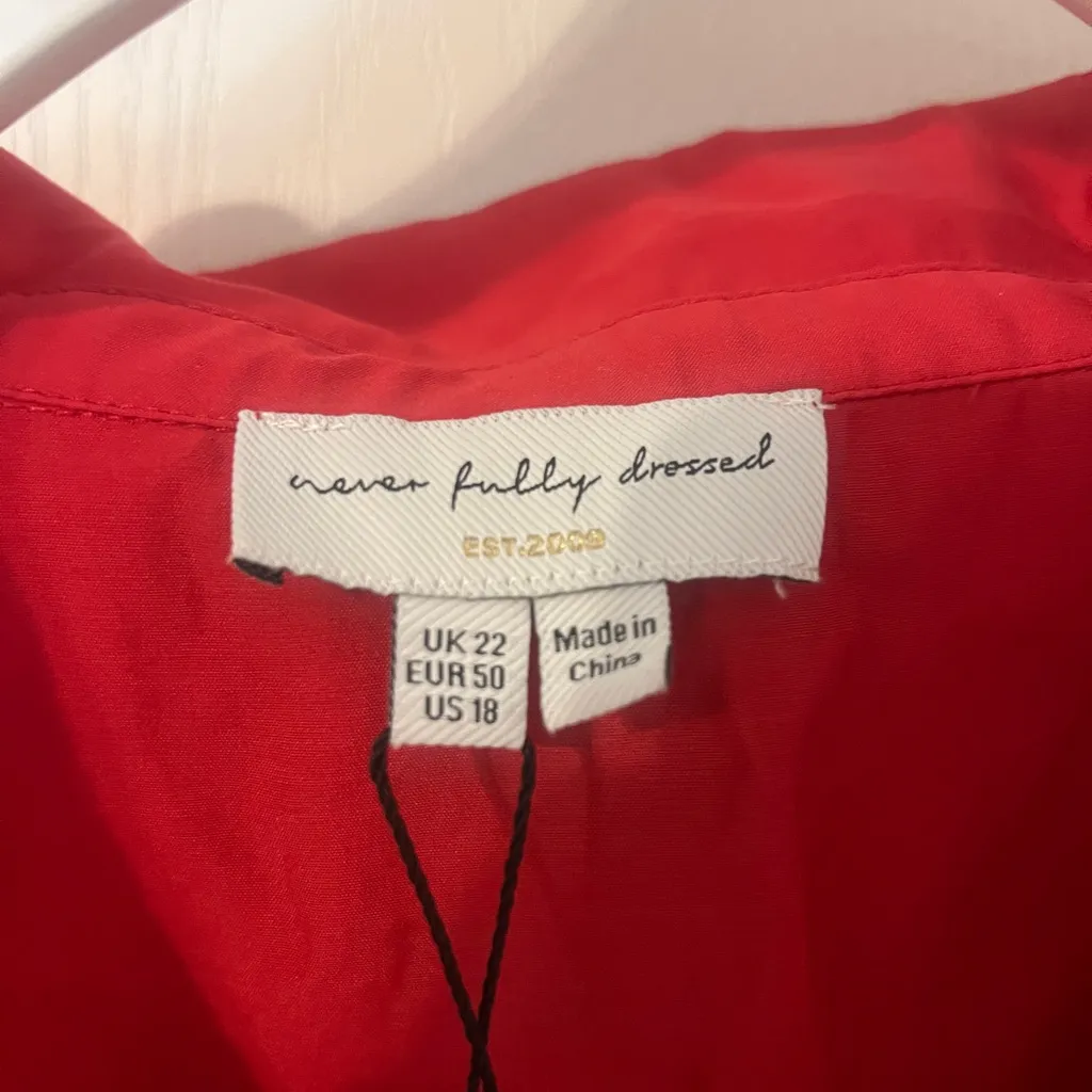 NWT Never Fully Dressed Vibrant Red Button Down Shirt Size 18 - Image 2