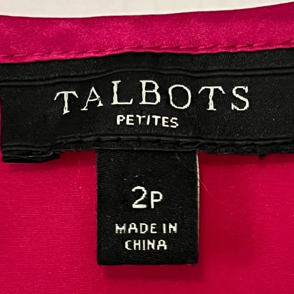 Talbots 100% silk dark pink blouse tank size 2 petite preppy elevated basic - Image 6