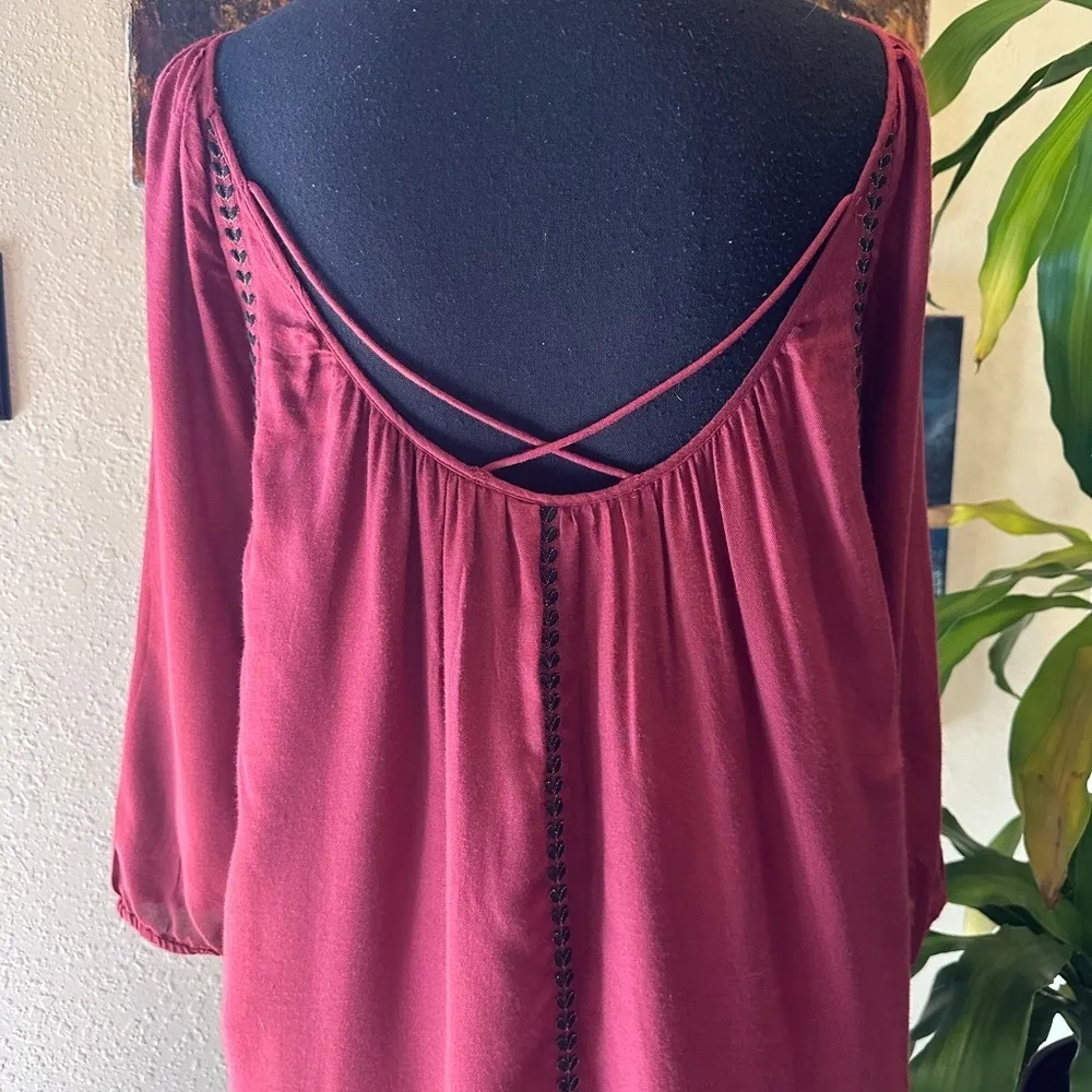 EUC ZARA Trafaluc collection vinaccio color w black embroidery mini dress Sz S - Image 9