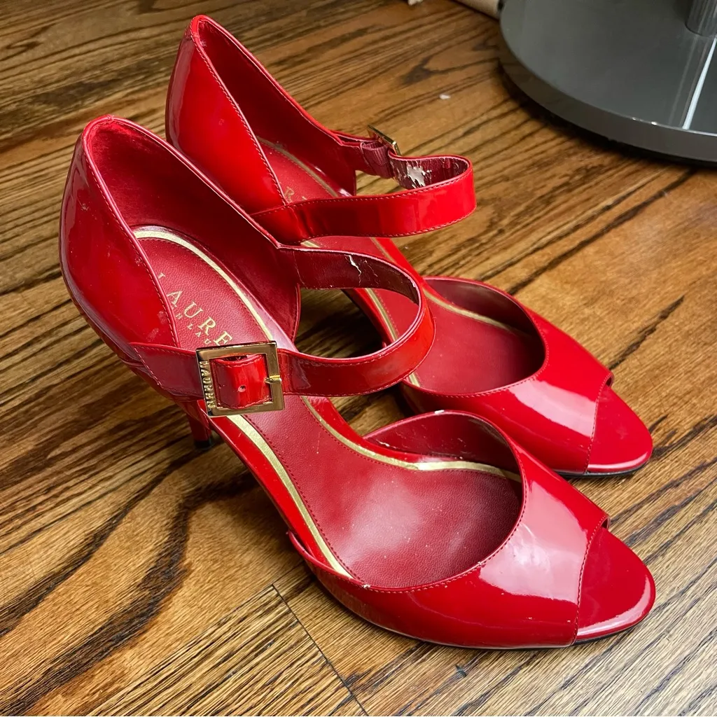 Lauren Ralph Lauren Glossy Red Heels (flawed) - Image 5
