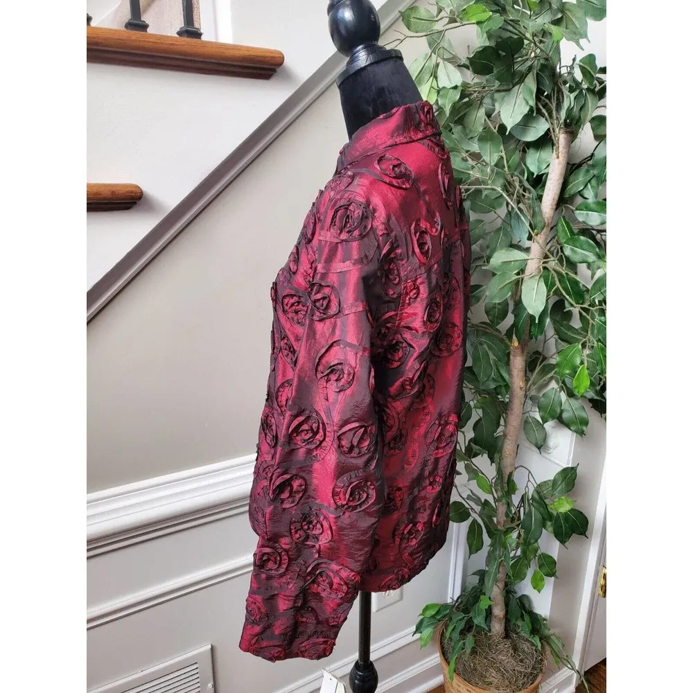 Scott Taylor Women Burgundy Polyester Collared Long Sleeve Buttons Down Shirt M Red Size M - Image 5