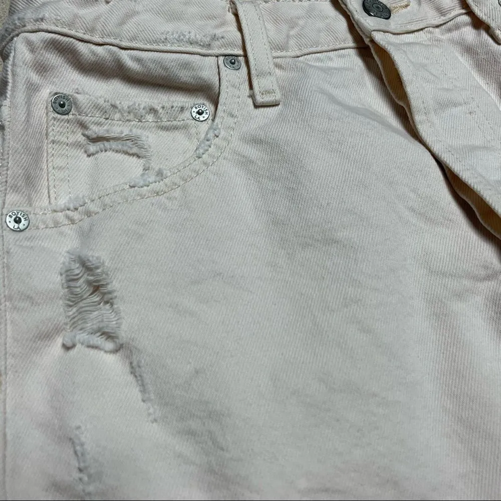 Boyish by Her Corey Distressed Denim Skirt in  Rosemary’s Baby Cream Color 26 - Image 4