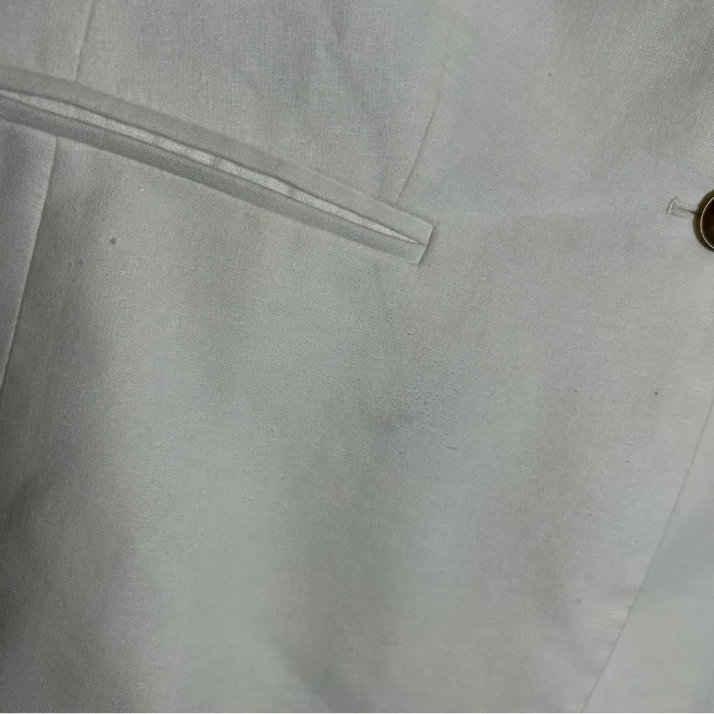 J.Crew Factory White Linen Cotton Blend Single Button Blazer Size 12 Petite - Image 4