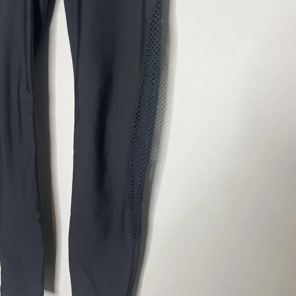 Carbon38 Black Mesh Side Drawstring Leggings Size Medium - Image 4