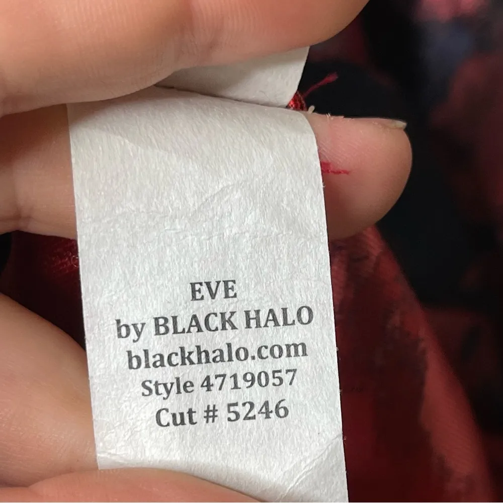 Black Halo EVE navy and red hi low bottom black tie event gown sz 2 - Image 9