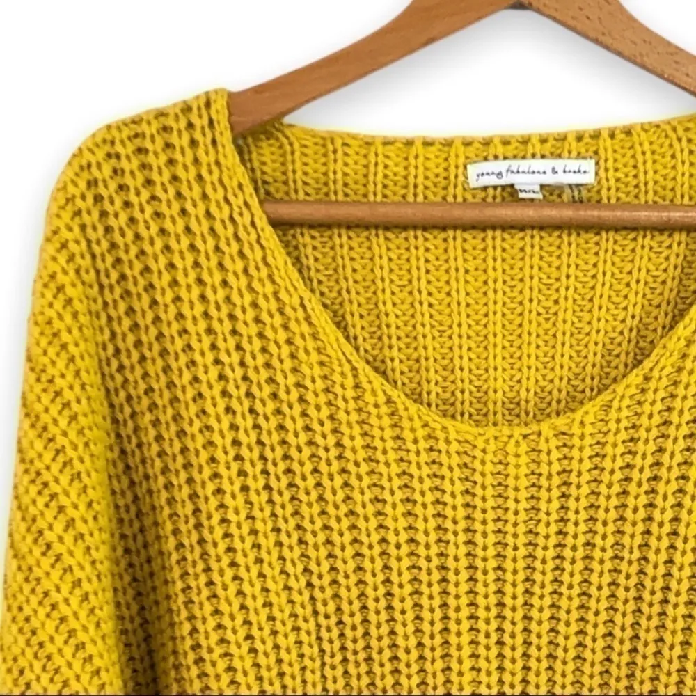 Young Fabulous & Broke - Yellow Thick Knit Fringe Tassel Oversized Sweater - M/L - Image 5