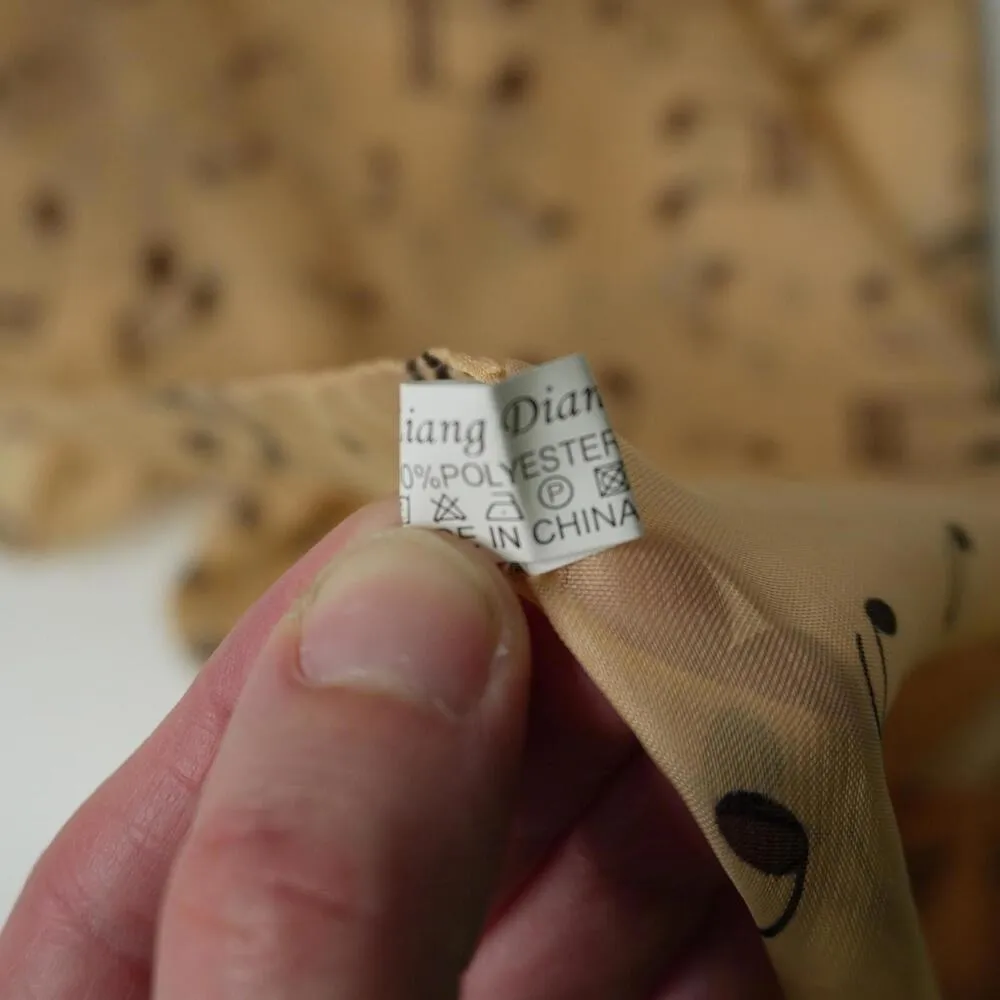 Musical Notes Scarf Tan Cream Black Music Teacher‎ Gift Quirky Novelty Print Art - Image 2