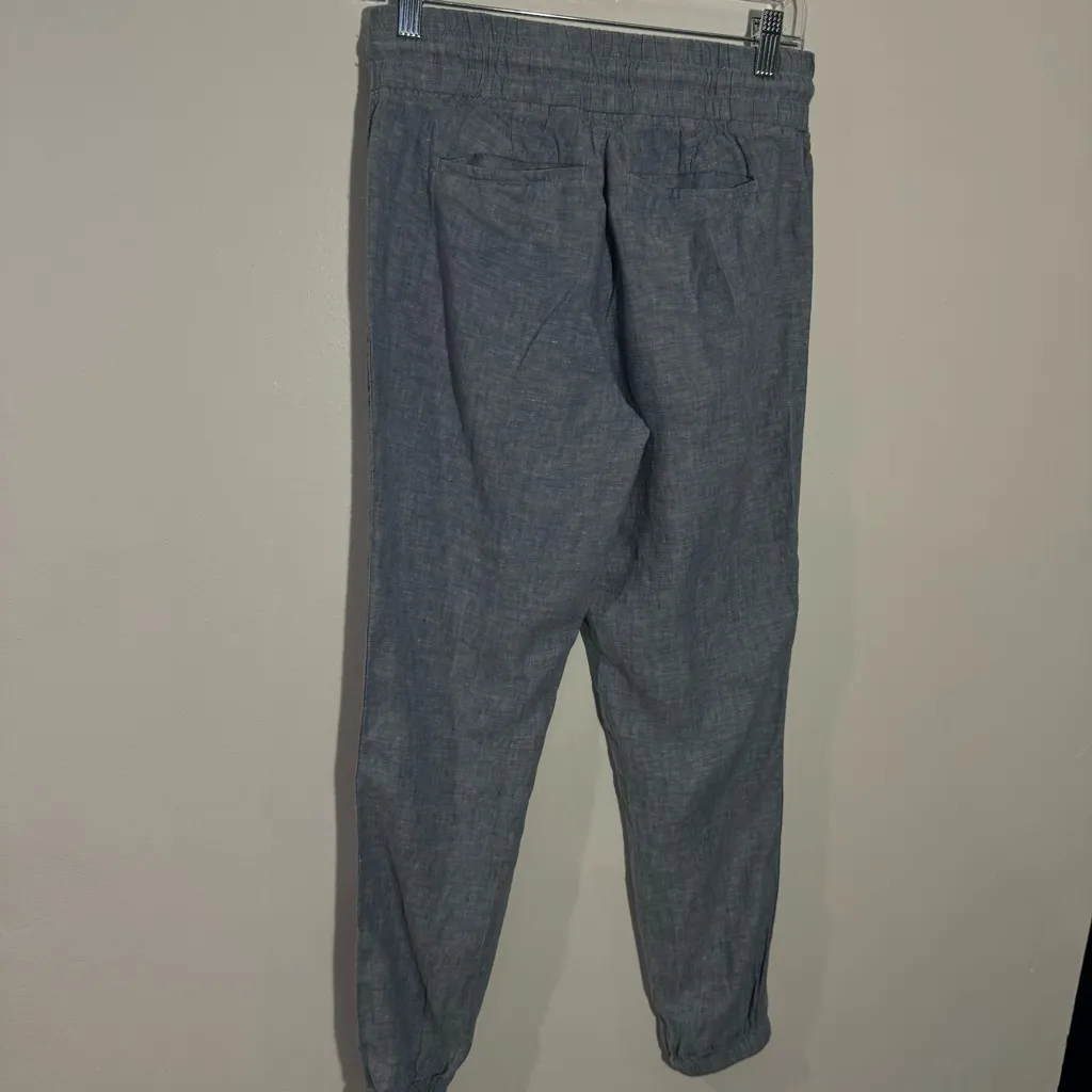 Athleta Cabo Linen‎ Joggers In Blue Size 2 - Image 7