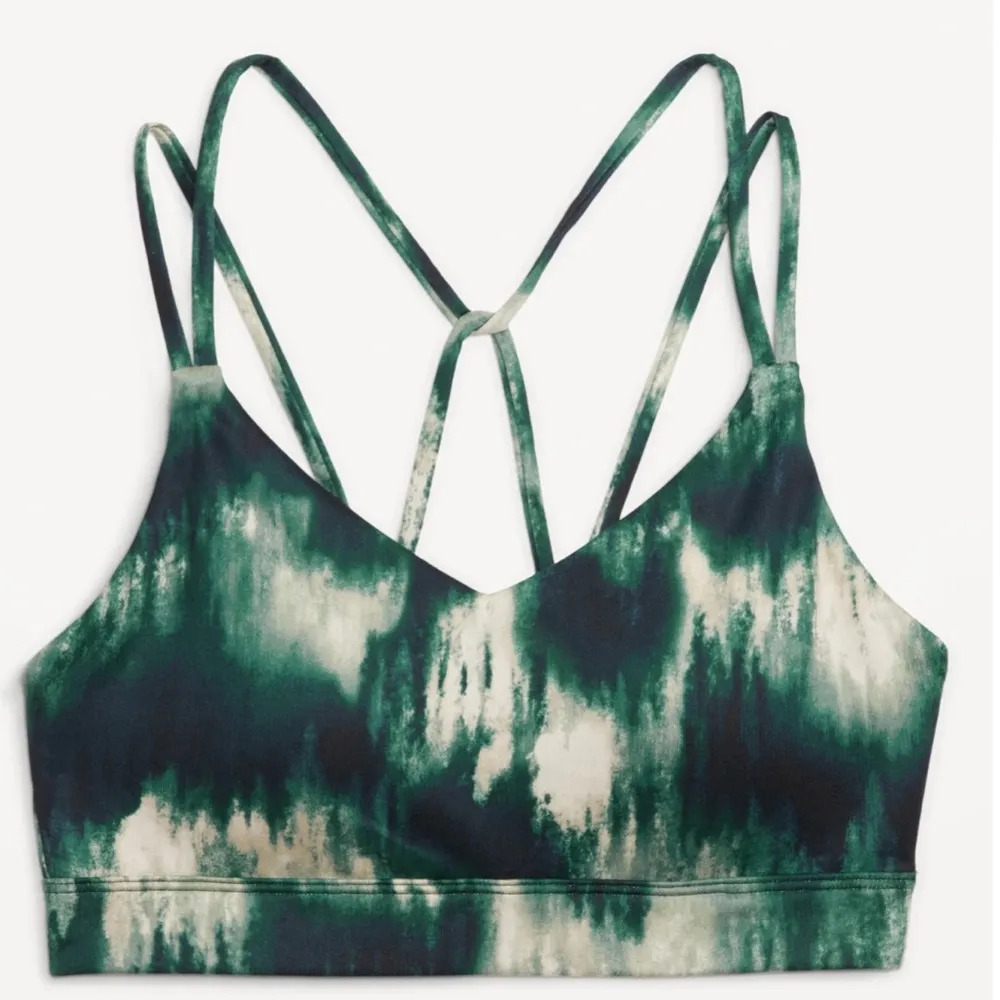 Olds Navy Green/Navy Tie Dye Light Support Strappy V-Neck Sports Bra Sz … - Image 2