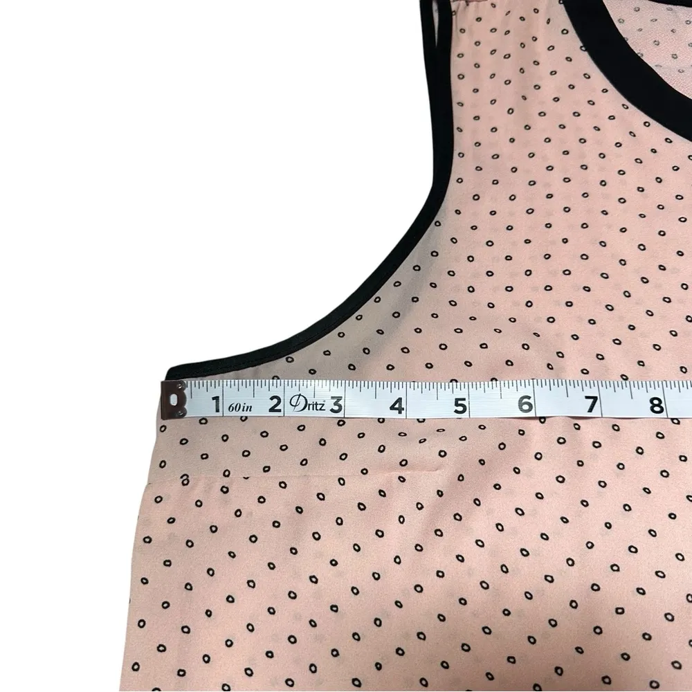 Sleeveless Pink Black Bow Neck Polka Dot Girly Chic Tank Top Size XL - Image 4