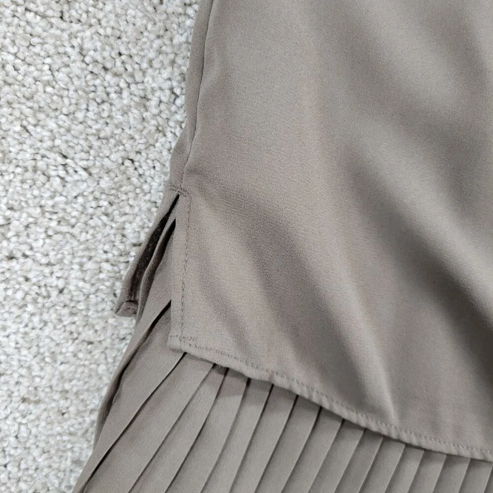 Banana Republic Womens Sleeveless Top Small Taupe Accordion Pleat-Hem Layered - Image 9