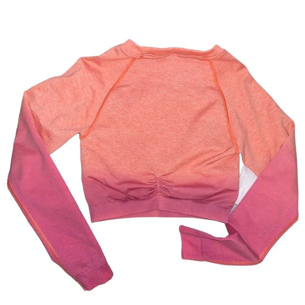 Gymshark Adapt Pink Ombre Seamless Long Sleeve Crop Top Size Small - Image 8