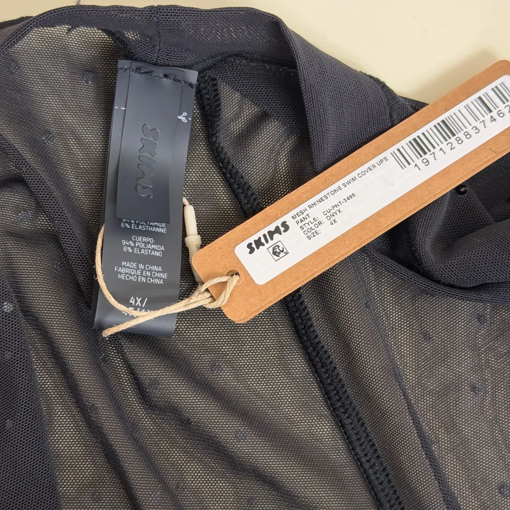 NWT Skims Mesh Rhinestone Swim Swim Cover Ups Pant in Onyx, size 4X - Image 4