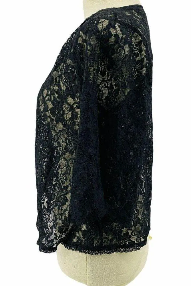 Pout Sexy Black Floral Lace Top Open Front Lingerie Small - Image 3