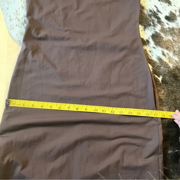 BABATON ARITZIA Brown Contour Scoop back Midi Bodycon Dress‎ Size Large - Image 10