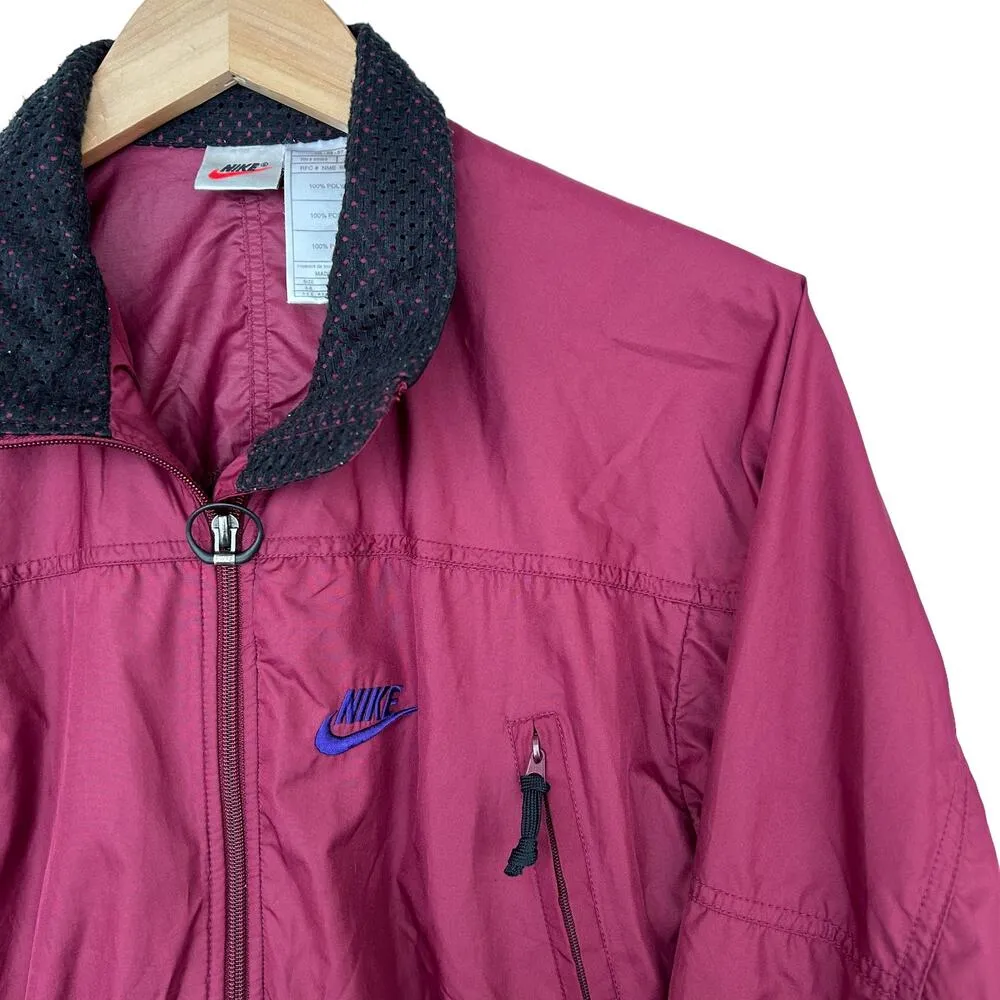 Vintage 90s Nike Maroon Full Zip Windbreaker Sz 6-8 - Image 3