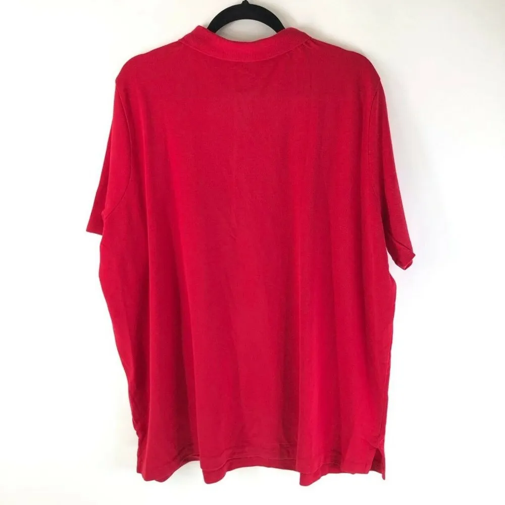 Lands End Womens Polo Shirt Top Short Sleeve Collar Button Cotton Basic Red 2X - Image 2