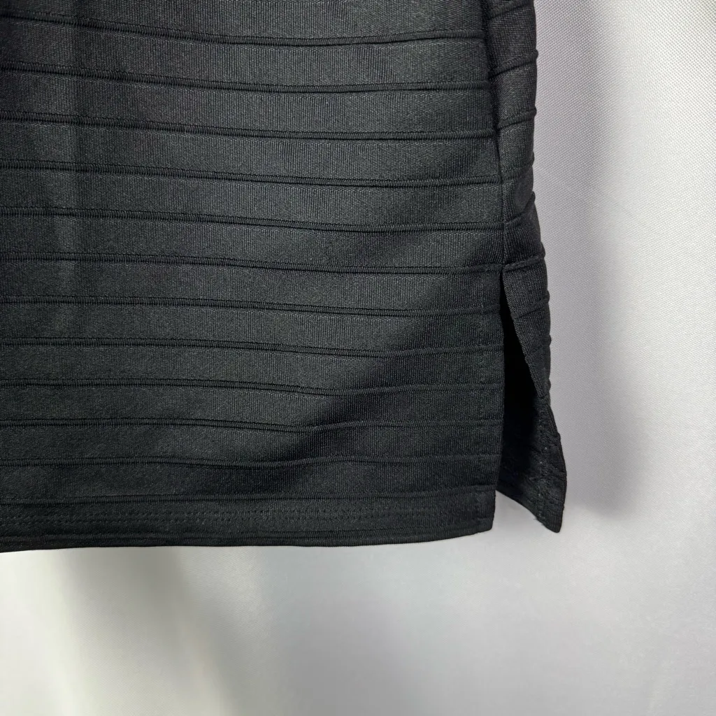 JM Collection Black Ponte Stripe Textured 3/4 Long Sleeve Blouse S - Image 4