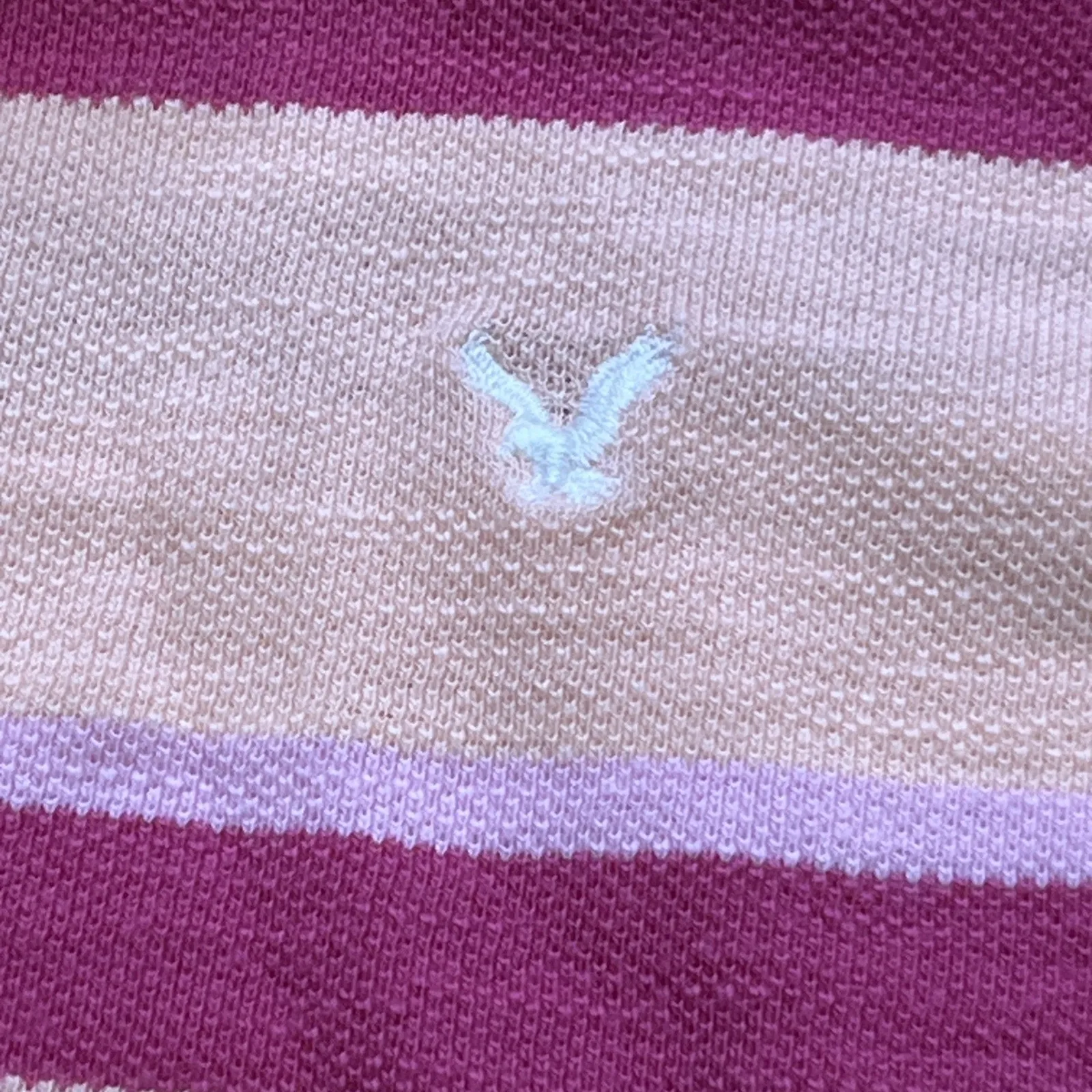 American Eagle Y2K Henley Polo Baby Tee Women's Large Pink/Coral Bella Elena - Image 7
