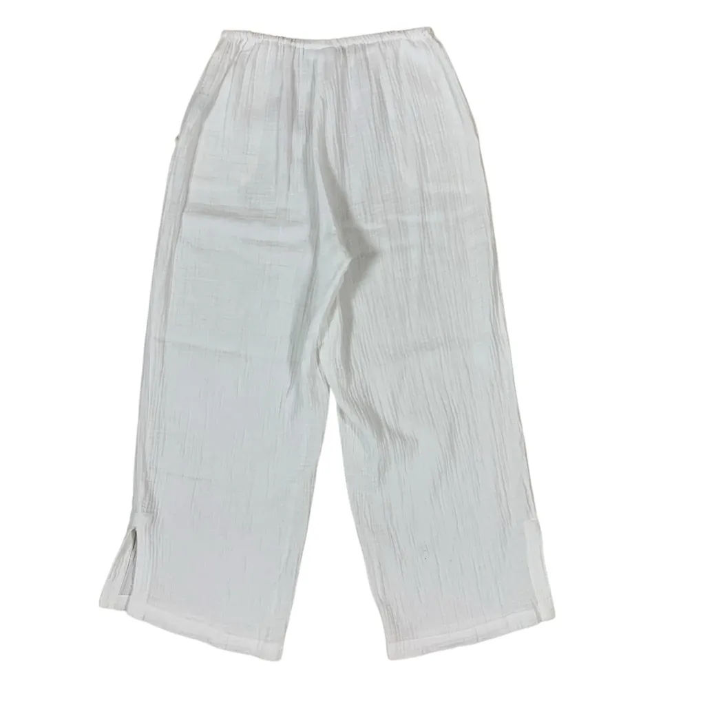 Habitat White Cotton Gauze Cropped Pants S Lightweight Casual Summer‎ - Image 4