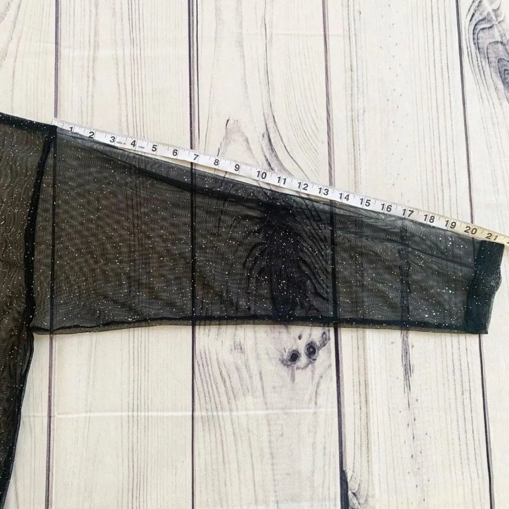 ASOS Sheer Sparkly Long Sleeve See Through Paris Top Size Small Oversized Disco - Image 8